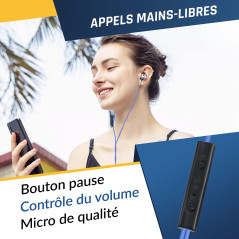 KLIM Fusion Écouteurs Filaires avec Micro Hi-FI, Mousse à Mémoire, Jack 3.5mm, Bleu