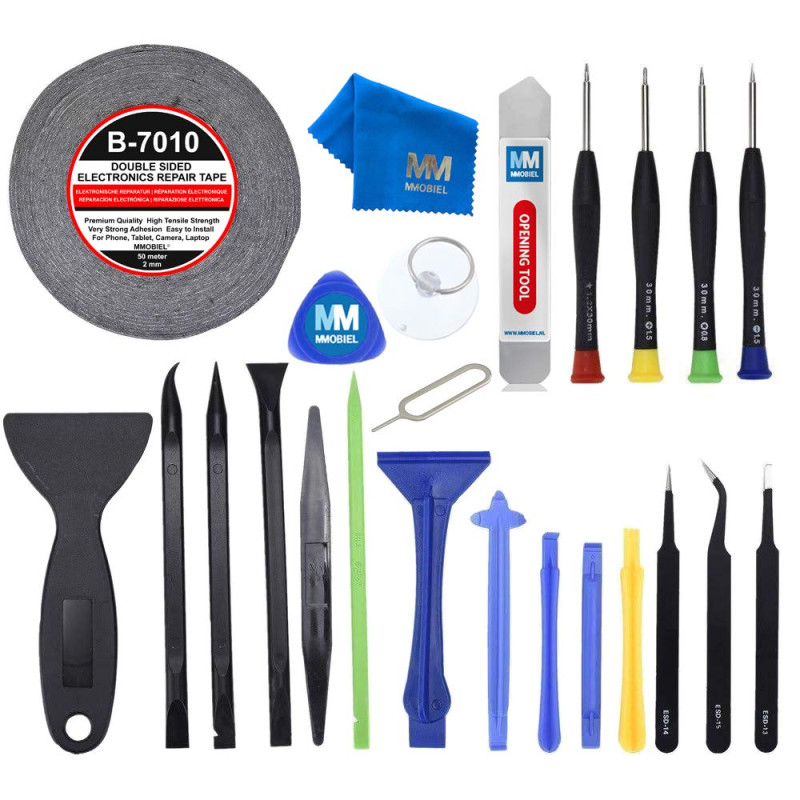 MMOBIEL Set de 24 Tournevis Professionnels + Ruban adhésif 2mm + Ventouse compatible avec écrans + Spudger compatible avec Smart
