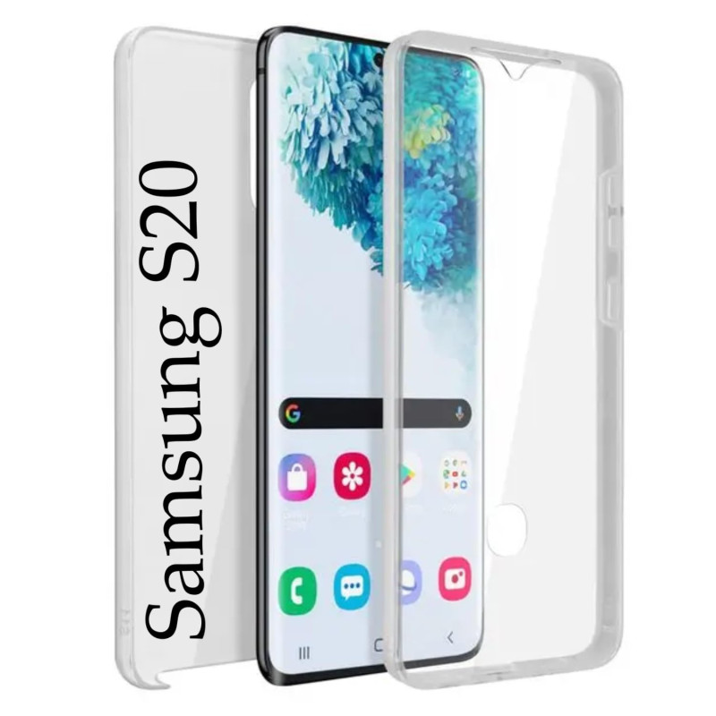 A ANCILE Coque pour Samsung Galaxy s20 360° Transparente Protection intégrale Double Face Avant arrière en Silicone TPU Antichoc