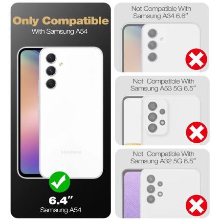 Dexnor Coque pour Samsung Galaxy A54 5G [Double Cadre Avant], Technologie Antichoc Coque Renforcée Antichute, Coque de Protectio