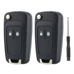 Betterher 2 pièces Coque de clé de Voiture Pliable Compatible avec 0pel,2 Boutons Boitier Clef Voiture Télécommande Compatible a