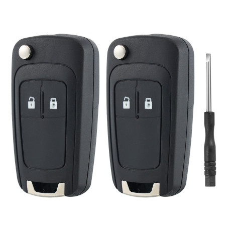 Betterher 2 pièces Coque de clé de Voiture Pliable Compatible avec 0pel,2 Boutons Boitier Clef Voiture Télécommande Compatible a