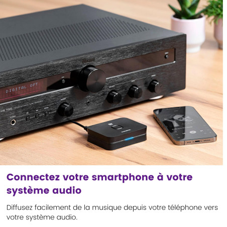 Récepteur Bluetooth chaîne hi fi Marmitek BoomBoom 93 - Récepteur audio Bluetooth NFC avec aptX Low Latency, Toslink numérique,