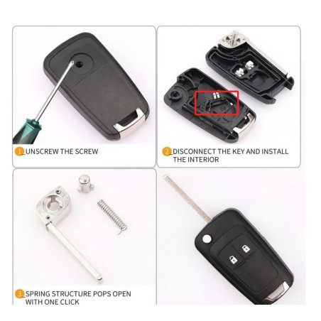 Betterher 2 pièces Coque de clé de Voiture Pliable Compatible avec 0pel,2 Boutons Boitier Clef Voiture Télécommande Compatible a