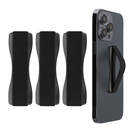 kwmobile 3X Support Doigt Smartphone - Accessoire Doigt pour téléphone Portable - Sangle poignée Dos Smartphone - Noir