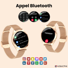 LUNIQUESHOP LSWATCH V2 Montre Connectée Femme avec Appel Bluetooth 1.6"- Smartwatch Oxygene Sanguin Tension Fréquence Cardiaque 