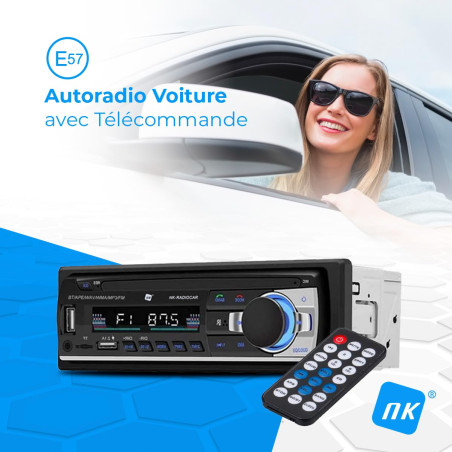 NK Autoradio Bluetooh - Fonction AUX, Fadio FM 87,5-108Mhz AMS, Lecteur MP3 et Double Port USB, Stéréo FM, Mains Libres Stéréo 4