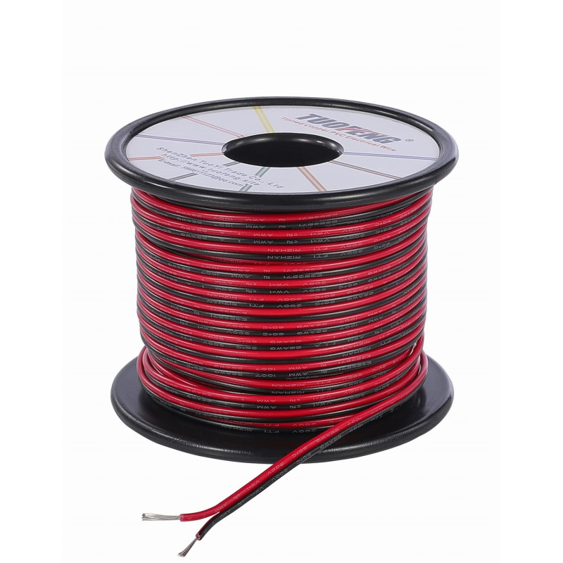 Fil électrique de Calibre 22 TUOFENG Bobine de 30 mètres Câble de rallonge à 2 Broches Câble de 12V Fil pour Bande Lumineuse à L Fil électrique de Calibre 22 TUOFENG Bobine de 30 mètres Câble de rallonge à 2 Broches Câble de 12V Fil pour Bande Lumineuse à L