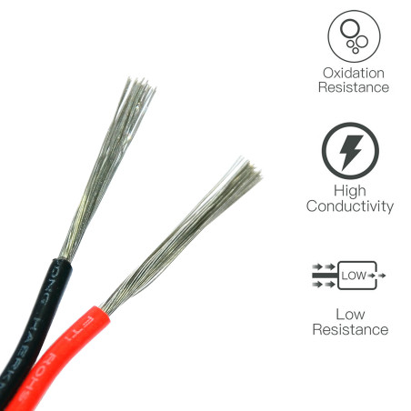 Fil électrique de Calibre 22 TUOFENG Bobine de 30 mètres Câble de rallonge à 2 Broches Câble de 12V Fil pour Bande Lumineuse à L