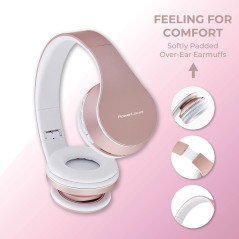 PowerLocus Casque Bluetooth Supra-auriculaire, Pliable, Casque stéréo Hi-FI avec Basses Profondes, Micro SD/TF, Radio FM et Mode