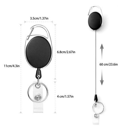 Porte Badge Avec Porte Carte Transparent, 1 Ensemble Comprend - Cordon, porte Badge Enrouleur et Porte Carte étanche, pour Porte