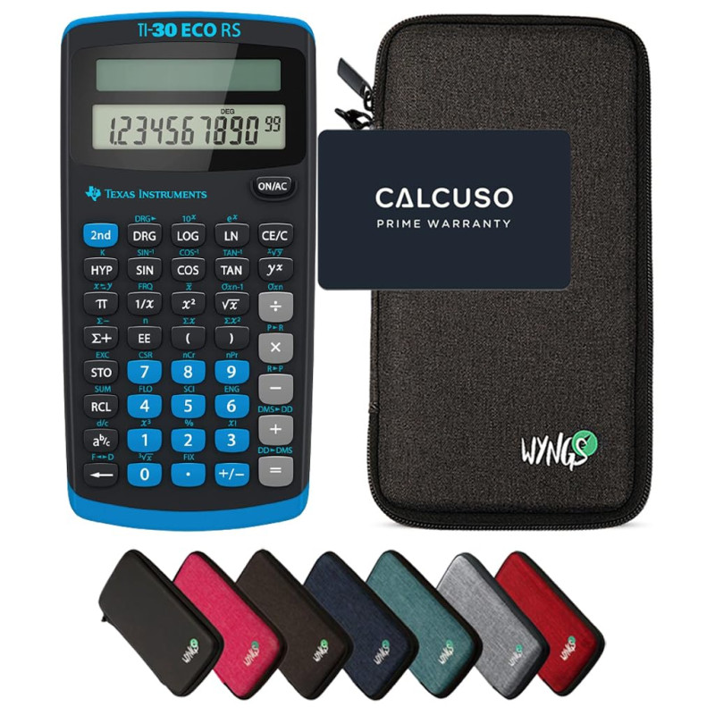 CALCUSO Ensemble de Base Gris foncé avec Calculatrice TI-30 ECO RS
