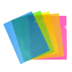 Viquel - 10 Pochettes coin transparentes - Pochette plastique ouverture en coin - Assortiment de 5 couleurs fluo