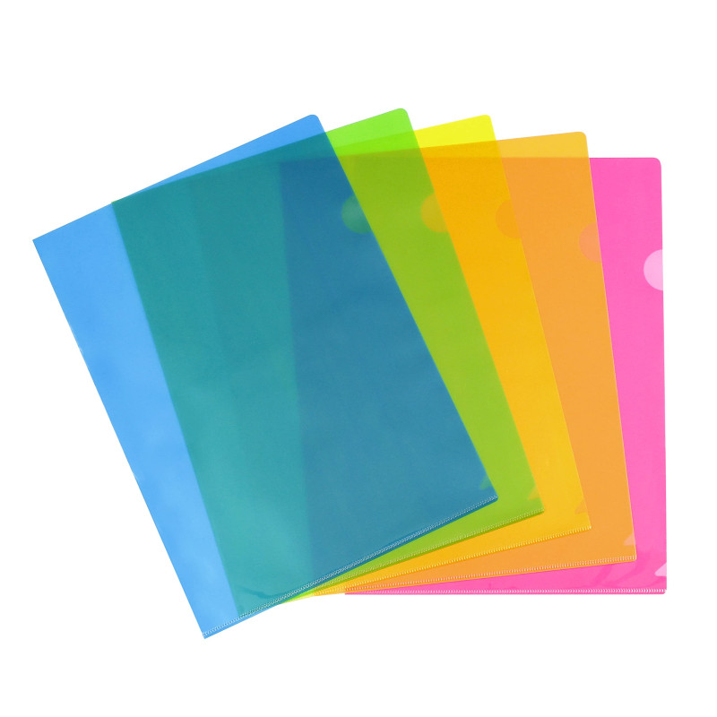 Viquel - 10 Pochettes coin transparentes - Pochette plastique ouverture en coin - Assortiment de 5 couleurs fluo Viquel - 10 Pochettes coin transparentes - Pochette plastique ouverture en coin - Assortiment de 5 couleurs fluo