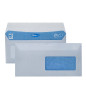 TECNO PRESTIGE, boîte de 500 enveloppes extra blanc, bande de protection, 80g, Format DL 110x220 mm avec fenêtre 45x100