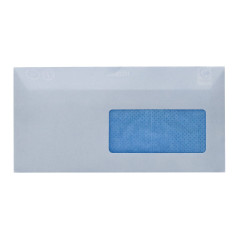 TECNO PRESTIGE, boîte de 500 enveloppes extra blanc, bande de protection, 80g, Format DL 110x220 mm avec fenêtre 45x100