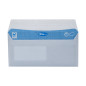 TECNO PRESTIGE, boîte de 500 enveloppes extra blanc, bande de protection, 80g, Format DL 110x220 mm avec fenêtre 45x100