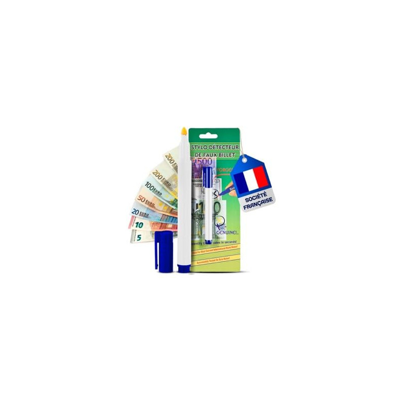 Stylo Faux Billet - Euros Dollars et Autres - Détecteur De Faux Billets en 2 Secondes - Société Française - Stylo Verificateur D Stylo Faux Billet - Euros Dollars et Autres - Détecteur De Faux Billets en 2 Secondes - Société Française - Stylo Verificateur D