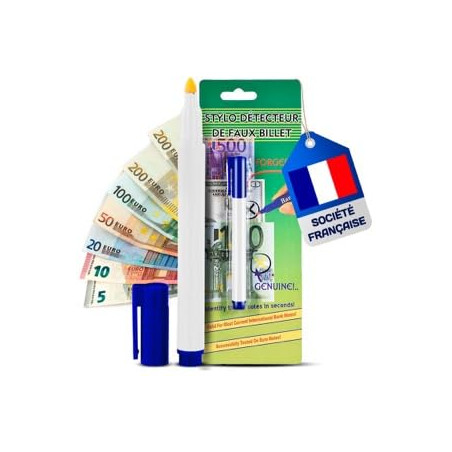Stylo Faux Billet - Euros Dollars et Autres - Détecteur De Faux Billets en 2 Secondes - Société Française - Stylo Verificateur D