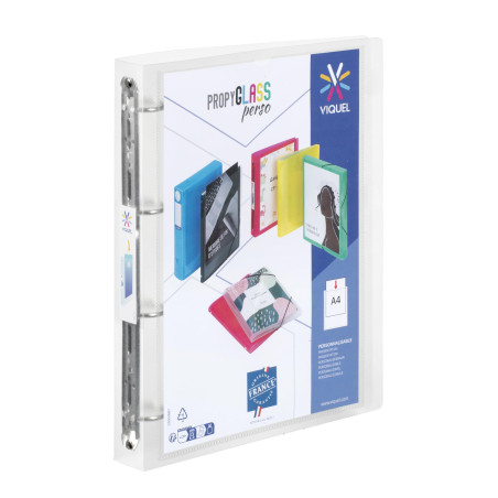 Viquel - Classeur souple en plastique 4 anneaux - Classeur personnalisable dos 3,5 cm - Etiquette d'identification - Format A4 -