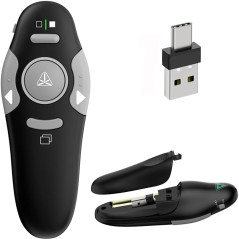 USB/Type-C 2 en 1 Telecommande Ordinateur Powerpoint, 2.4GHz USB Télécommande Powerpoint Pointeur Sans Fil Presentation Cliqueur