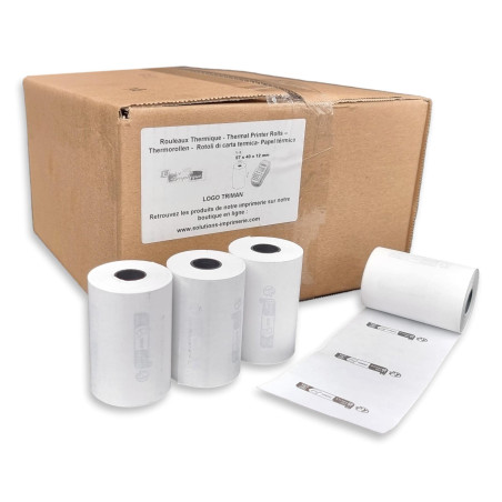 50 Rouleau Papier Thermique 57 x 40 x 12 Bobine Carte Bancaire 55g Rouleau TPE avec Logo Triman de Recyclage Papier Thermique sa