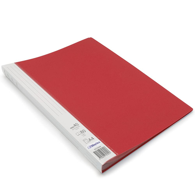 Waytex 931333R Protège Documents A4 80 vues Premium en Polypropylène Opaque Identifiable - 40 Pochettes transparentes - Rouge Waytex 931333R Protège Documents A4 80 vues Premium en Polypropylène Opaque Identifiable - 40 Pochettes transparentes - Rouge