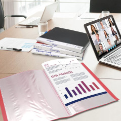 Waytex 931333R Protège Documents A4 80 vues Premium en Polypropylène Opaque Identifiable - 40 Pochettes transparentes - Rouge