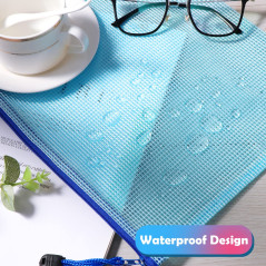 Oderra Pochette Plastique A4+A5+A6, 15PCS Pochette Zippée, PVC Mesh Zipper Pouch Document Wallet, Ranger Papiers petits Objets d