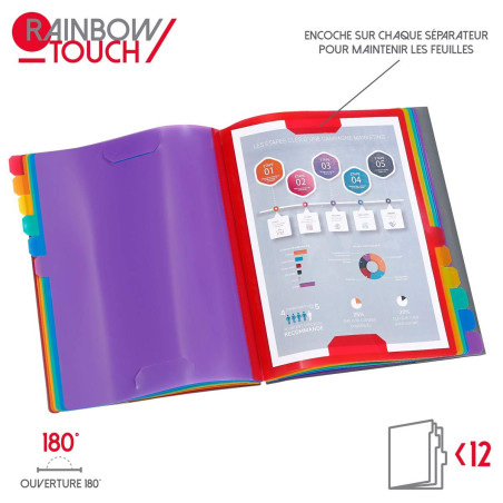 Viquel - Trieur Document A4 avec 12 Compartiments - Organisateur de bureau extensible - Porte document A4 avec index - Fermeture