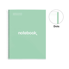 Miquelrius - Cahier A4 à spirale, Notebook Emotions, 80 Feuilles microperforée 90 g/m², Pages à Points (Dots), 1 Bande Couleur, 