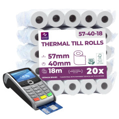 LYNNE - Rouleau TPE Carte Bancaire 57x40x12 - Bobine papier thermique 57mm x 18m x 12mm - Papier Rouleaux TPE - Rouleau CB therm