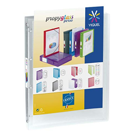 Viquel - Classeur souple a4 personnalisable Propyglass - 4 anneaux - Dos 2.5cm - Incolore translucide