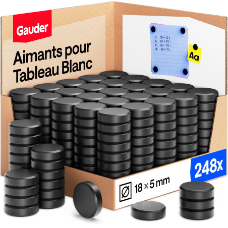 GAUDER Aimants pour Tableau Blanc, Réfrigérateur & Bureau - Disques Magnétiques Ronds Puissants - Aimants Noirs pour Un Usage Qu