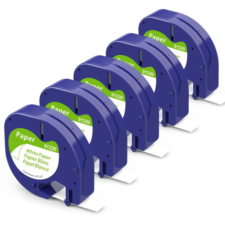 Aken Ruban Compatible avec Dymo LetraTag Papier Ruban 12mm x 4m Noir sur Blanc, Compatible avec Dymo Étiqueteuse LT-100H LT-100T