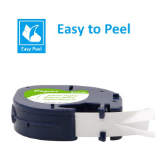 Aken Ruban Compatible avec Dymo LetraTag Papier Ruban 12mm x 4m Noir sur Blanc, Compatible avec Dymo Étiqueteuse LT-100H LT-100T