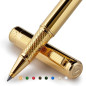 Scriveiner Stylo Roller Coffret Stylo Roller Or Finition Plaqué or véritable, Rechargeable, Beau Cadeau pour Homme & Femme avec 