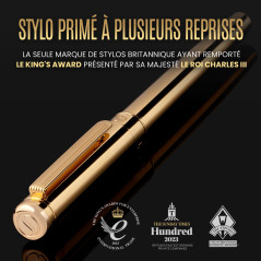 Scriveiner Stylo Roller Coffret Stylo Roller Or Finition Plaqué or véritable, Rechargeable, Beau Cadeau pour Homme & Femme avec