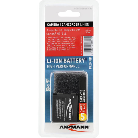 ANSMANN Batterie pour Appareil Photo Canon (1 PCE) – Batterie Li-ION Rechargeable A-Can NB 11L – Batterie de Rechange 7,4V 1100 