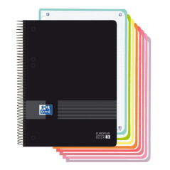 Oxford, Cahier A5 quadrillé 5 x 5, couvercle en plastique, 160 feuilles, 8 boîtes de couleur, carnet microperforé Noir