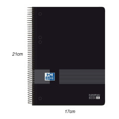 Oxford, Cahier A5 quadrillé 5 x 5, couvercle en plastique, 160 feuilles, 8 boîtes de couleur, carnet microperforé Noir