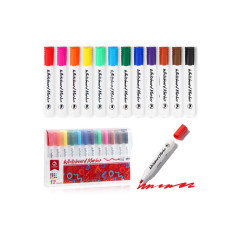 Vinabo Feutres Tableau Blanc Effacable, 12 Pcs Marqueur Tableau Blanc Effacable pour Fourniture Scolaire, Feutre Effacable Sec P