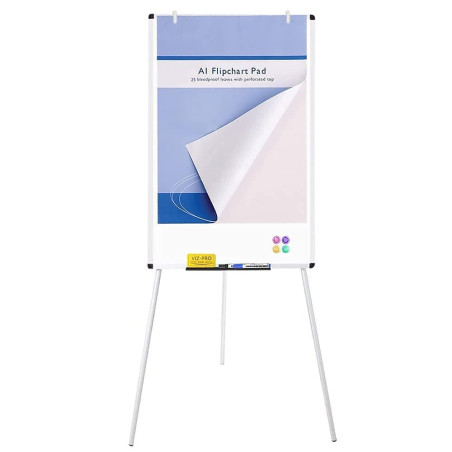 VIZ-PRO Tableau Blanc Magnétique sur Pied 90x60 cm, Hauteur Réglable, Portable Léger, Effaçable à Sec, pour Bureau, École, Maiso