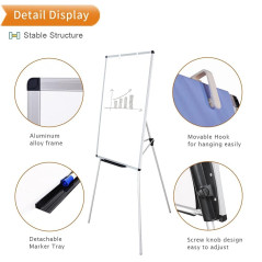 VIZ-PRO Tableau Blanc Magnétique sur Pied 90x60 cm, Hauteur Réglable, Portable Léger, Effaçable à Sec, pour Bureau, École, Maiso