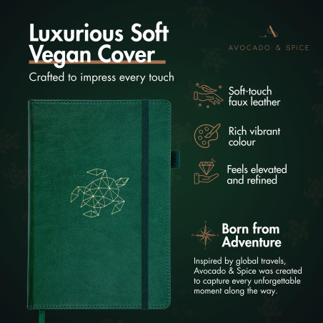 Avocado and Spice Carnet de notes A5 à couverture rigide avec coffret cadeau et sac en velours – de qualité supérieure – pour vo