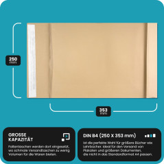 Netuno 50 pochettes d'expédition à soufflets brunes B4 250× 353 mm 130g pochettes à soufflets extensibles grandes enveloppes exp