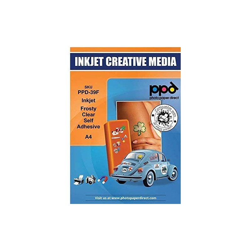 PPD A4 x 50 Autocollants PREMIUM Semi-Transparent/Translucide, Personnalisé, Impression Jet d'Encre, Etiquettes Bouteilles et Bo PPD A4 x 50 Autocollants PREMIUM Semi-Transparent/Translucide, Personnalisé, Impression Jet d'Encre, Etiquettes Bouteilles et Bo