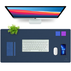 K KNODEL Sous-main de bureau, sous-main double face, imperméable pour bureau, sous-main protecteur en cuir PVC (90 x 43 cm, bleu