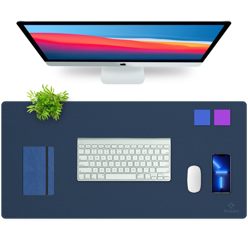 K KNODEL Sous-main de bureau, sous-main double face, imperméable pour bureau, sous-main protecteur en cuir PVC (90 x 43 cm, bleu K KNODEL Sous-main de bureau, sous-main double face, imperméable pour bureau, sous-main protecteur en cuir PVC (90 x 43 cm, bleu