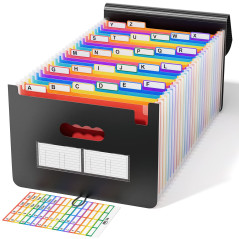 ABClife Trieur A4 26 Poches Avec Couvercle, Organiseur Documents Extensible Accordéon Avec Plastique Fichier